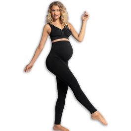 Carriwell Naadloze Zwangerschapsleggings | Zacht, ademend weefsel | Buik- & rugondersteuning | Antislip & blickdicht | Perfect voor elk jaargetijde & gevoelige huid | Geschikt voor fitness, zwart, M