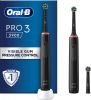 Elektrische Tandenborstel 2 borstels Oral-B Pro 3 3900 - Duo 2 x Zwart drie borstels