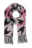 ONLY sjaal ONLFRINNY met pied-de-poule print roze/zwart