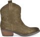 PS Poelman Dames Cowboylaarzen - Dark Green - Maat 38