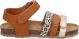 Meisjes Platte Sandalen - Bruin/Goud/Print - Leer - Klittenband