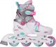 Nijdam Junior Inlineskates Junior Verstelbaar - Hardboot - Wit-Aqua-Fuchsia - 27-30 