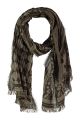 Claudia Sträter sjaal met all over print donkerbruin/olijfgroen