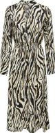 ONLY - ONLGAGA L/S MIDI SMOCK Jurk WVN - Cloud DancerAOP:ZEBRA - Vrouwen - Maat 38