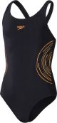Speedo Placement Muscleback Zwart/Oranje Sportbadpak - Maat 176