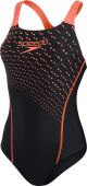 Speedo Medley Logo 1 Piece Dames - Zwart / Rood - maat 40