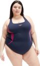 Speedo Plus Size Placement Medalist Marine/Roze Dames Sportbadpak - Maat 4