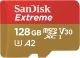 SanDisk Extreme microSDXC-kaart 128 GB Class 10, UHS-I, v30 Video Speed Class – Schokbestendig, Waterdicht