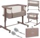 Lionelo Aurora 3in1 Co-sleeper - Babybedje tot 9 kg  - 4 wielen met rem - Campingbedje – Verstelbare Hoogte – Ademend Gaas – Inclusief Matras & Transporttas – Afneembare Bekleding