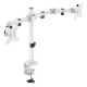 Deltaco GAM-040 - Monitor Arm - Bureaustandaard voor 2 Schermen - 13-32 inch - 90° Zwenkbaar - Wit