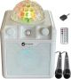 N-GEAR Disco Block 410 - Bluetooth Speaker - Karaoke Set - Party Box met 2 Microfoons - Wit