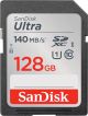 SanDisk SDXC Ultra 128GB (Class 10/UHS-I/140MB/s) SDHC-kaart 128 GB UHS-Class 1 Waterdicht, Schokbestendig