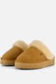 Warmbat Flurry Suede Plateau Dames Sloffen - Cognac Maat 41