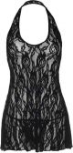 Sexy Lingerie Leg Avenue +size kanten halter slipdress met string zwart