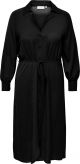 Dames Jurk - Maat 52 zwart ONLY CARMAKOMA CARRIELLE LS SHIRT CALF DRESS SOLID WVN 