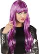 Pruik paars met zilveren slierten