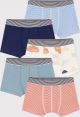 Petit Bateau Set van 5 boxershorts met wolkenprint voor jongens in katoen Jongens Onderbroek - Maat 92/98