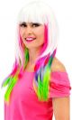 Pruik Lang Haar - Pony - Wit/Groen