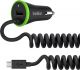 Belkin Autolader met Vaste Opgerolde Micro-USB Kabel en USB Poort - 1.2A - 3.4A - Zwart