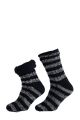 Apollo gestreepte huissokken zwart
