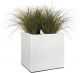 Plantenbak  wit 40 - elho Vivo Structure Finish Vierkant Wielen - Binnen & Buiten - L 39 x B 39 x H 41 cm