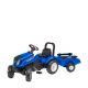 FALK Speelgoedtractor met pedalen New Holland met aanhanger blauw