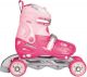 Nijdam Junior Inline Meisjes 3-in-1 Verstelbaar - Hardboot - Fuchsia/Roze/Zilver - 30-33