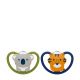 NUK Space Siliconen fopspeen maat 2 ( 2 stuks) Koala & Tijger