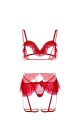 Sexy Lingerie Rood Leg Avenue mesh bh met g-string en jarretel