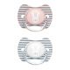 Suavinex Hygge fopspeen silicone Physio 6-18 mnd - set van 2 Rabbits roze/grijs