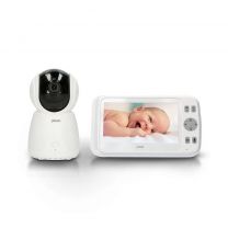 Alecto babyfoon met camera en 5" kleurenscherm, wit DBV-2700 LUX  SHOWMODEL 